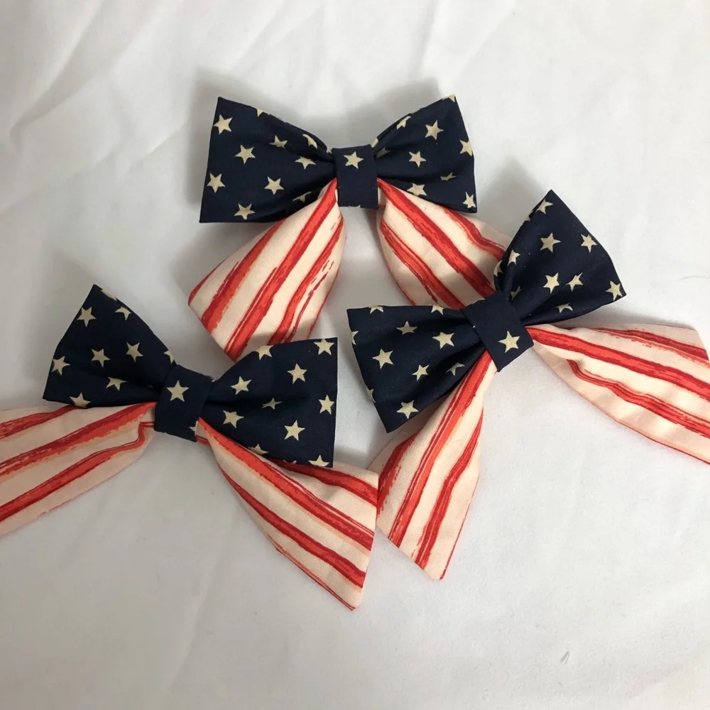 Handmade forth of July Sailor hair bows